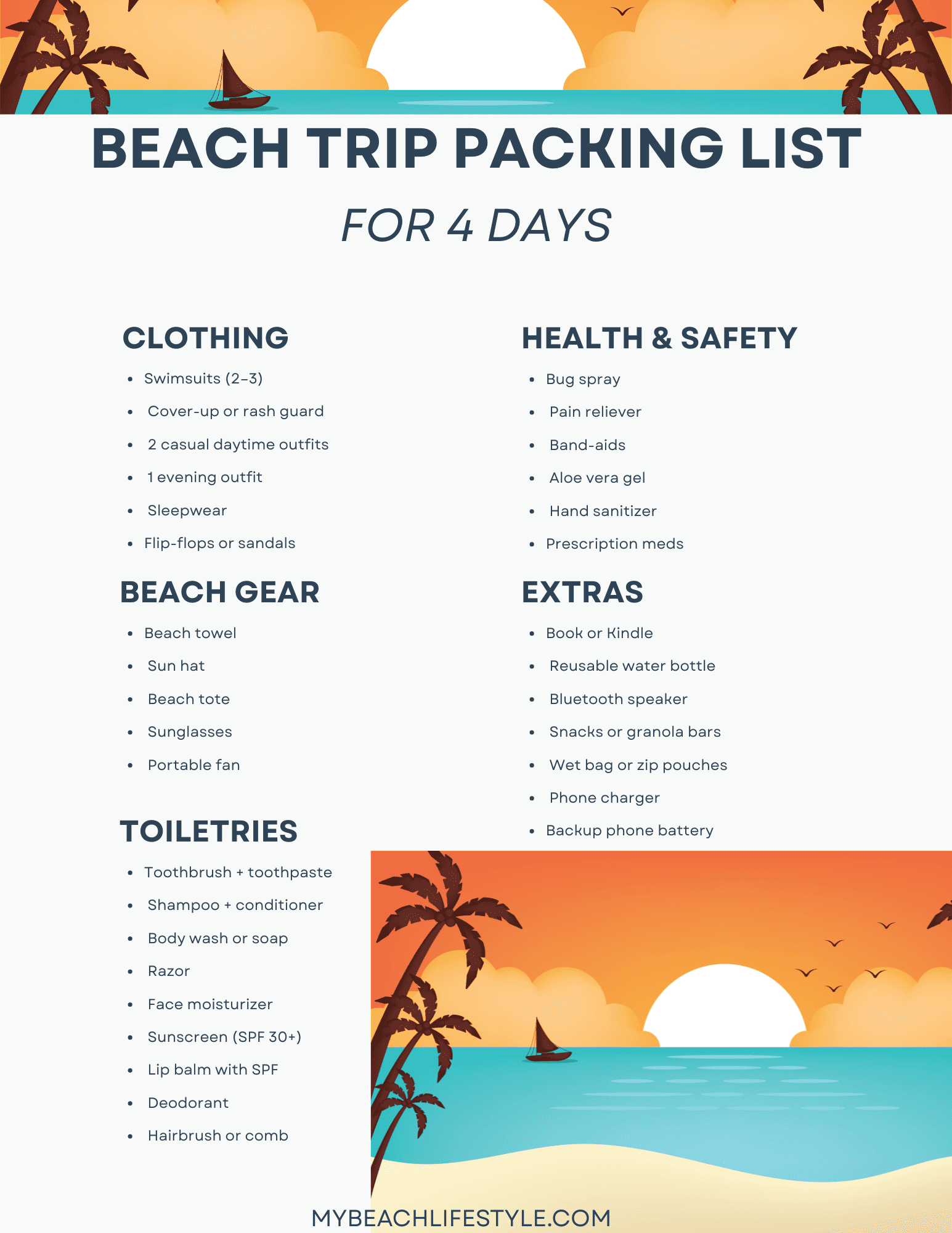 How to Make a 4 Day Beach Trip Packing List That Works - My Beach Lifestyle