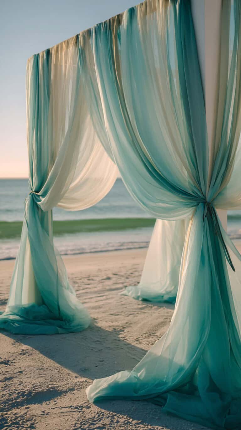 Seafoam Fabric Drapes - 4