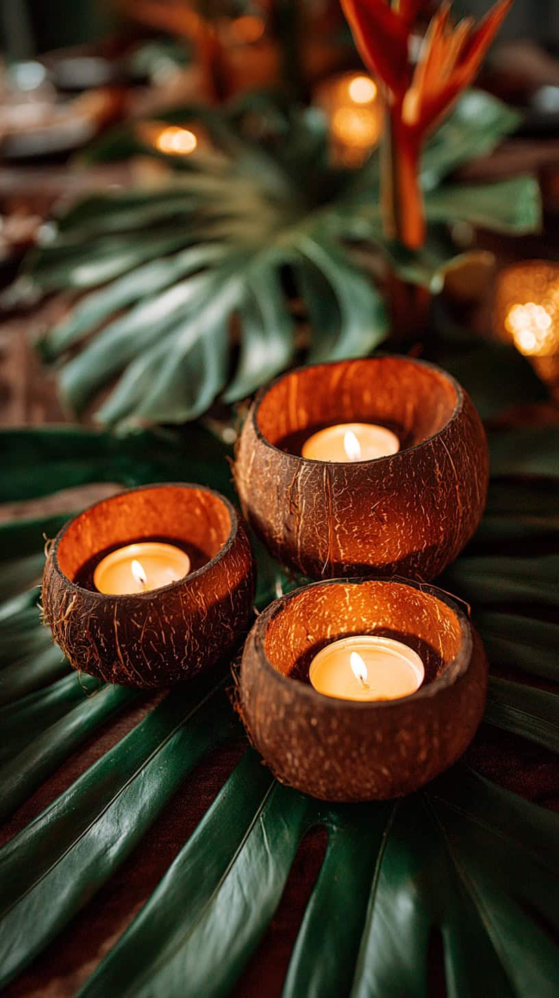 Carved Coconut Candles - Image 1