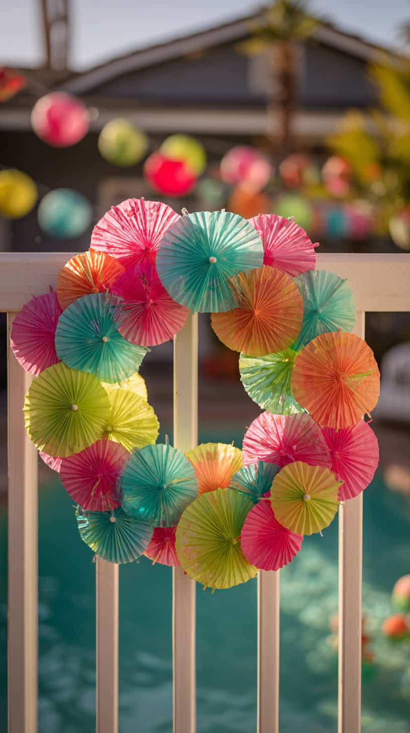 Cocktail Umbrella Wreath - Image 1