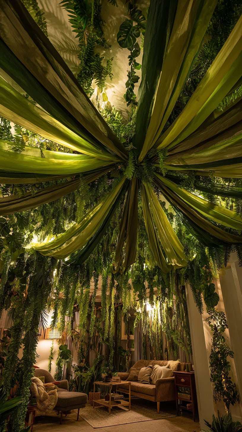 Creating a Jungle Canopy with Paper, Fabric, and Foliage - Image 1