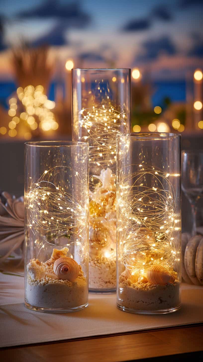 Fairy Lights in Glass Vases - Image 1