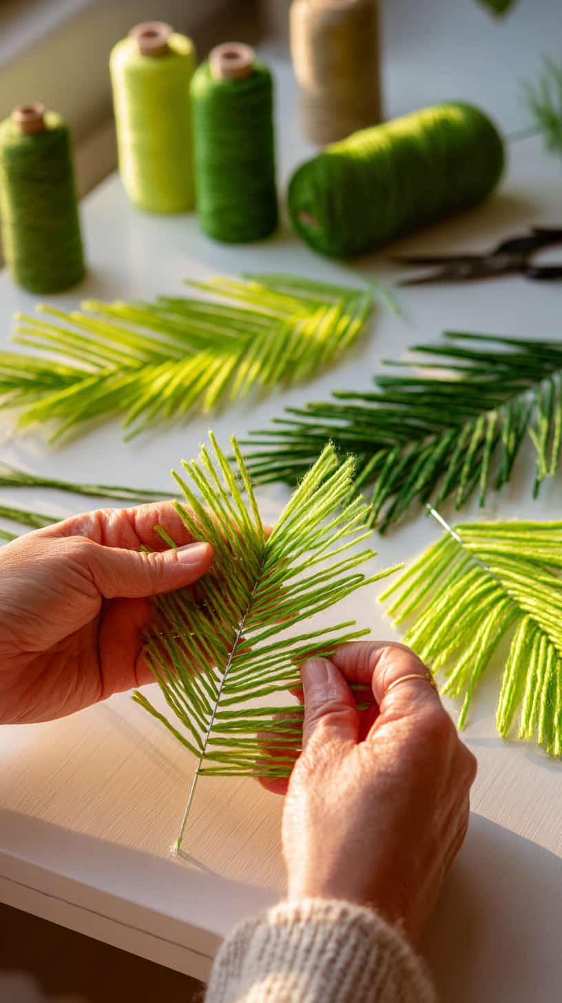 Green Yarn Leaves - Image 1