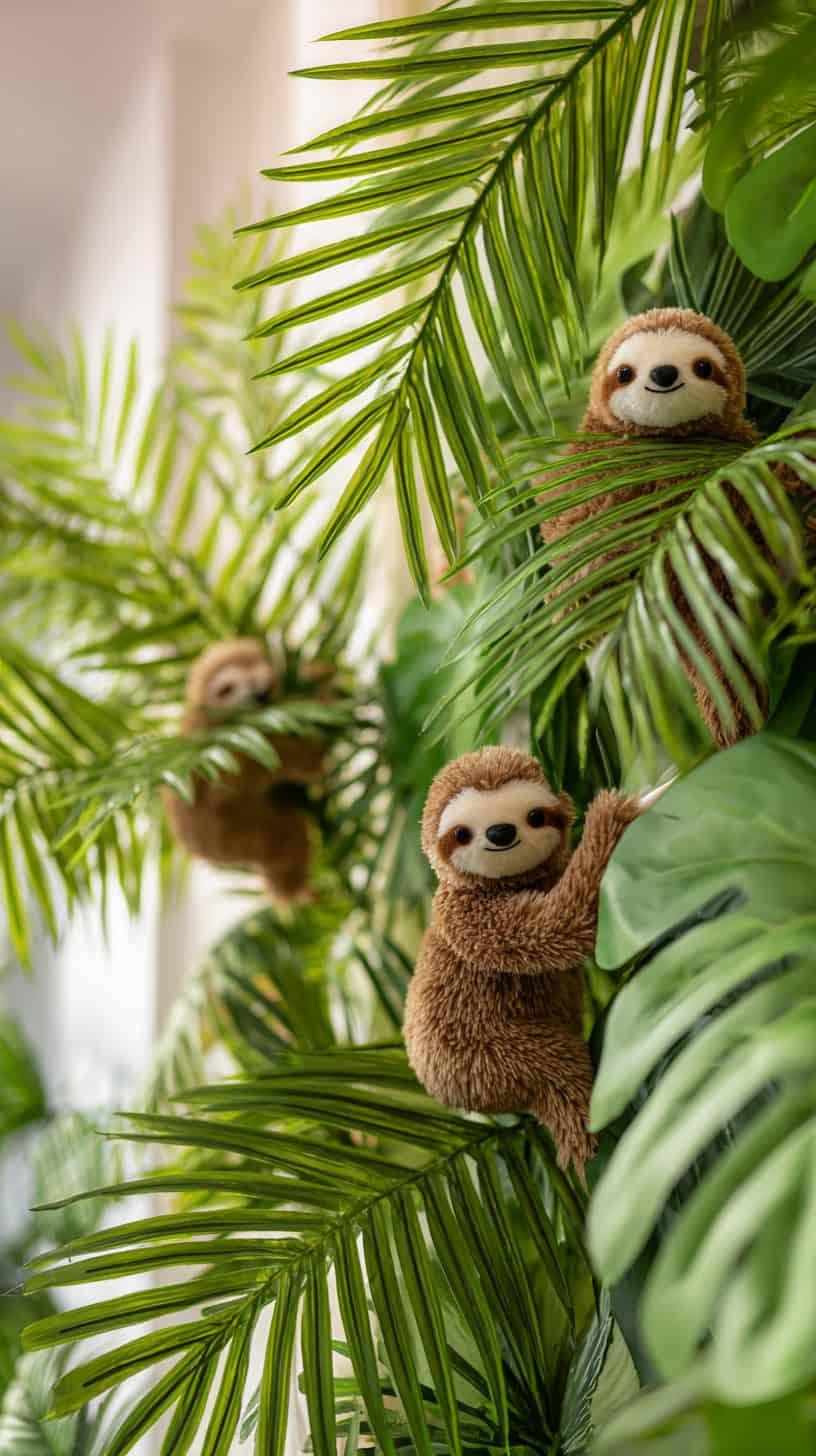 Sloth Hanging Leaves - Image 1