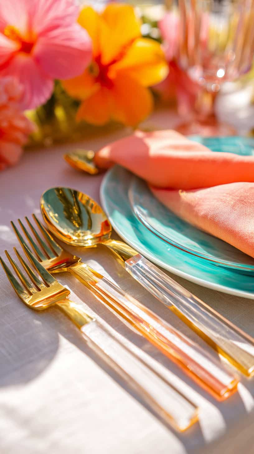 Thrifted Gold and Acrylic Flatware - Image 2