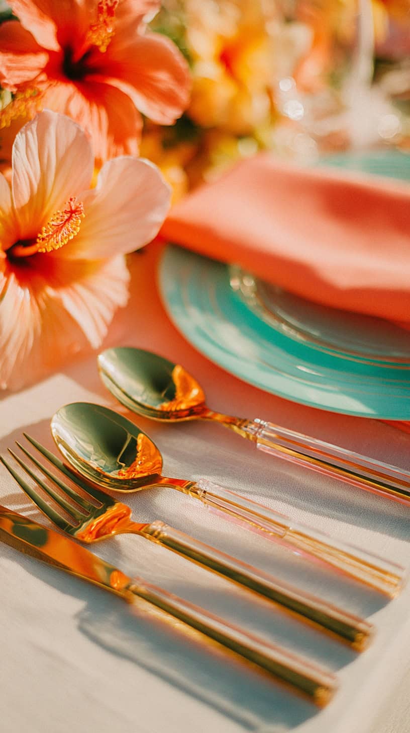 Thrifted Gold and Acrylic Flatware - Image 1