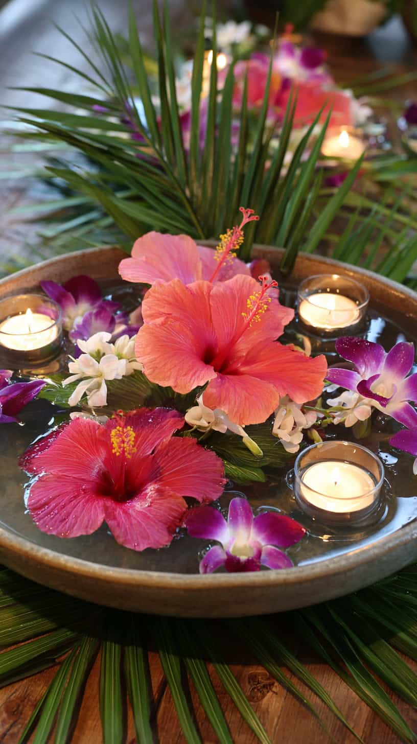 Tropical Hibiscus and Orchid Centerpieces - Image 1