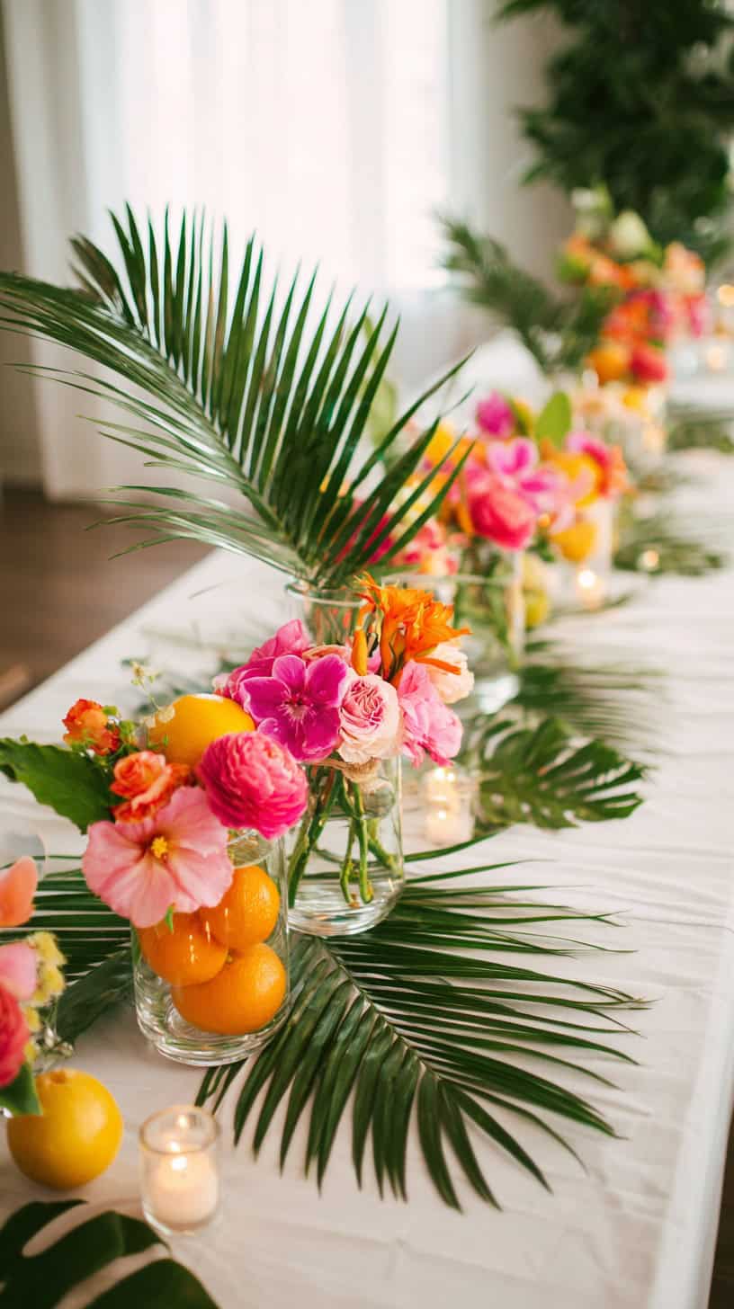 White Tablecloth with Clear Containers - Image 1