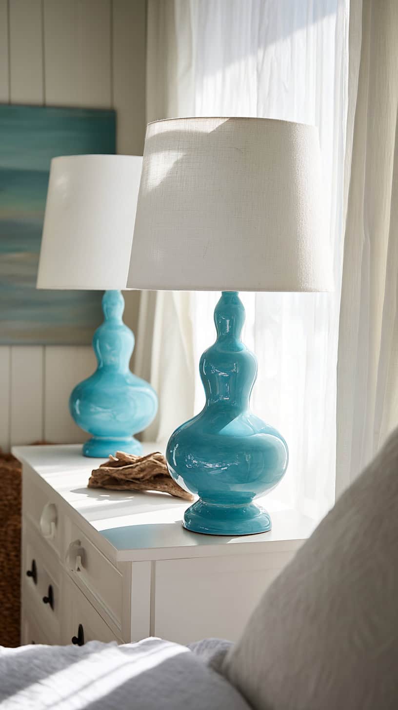 Aqua Blue Ceramic Lamps - Image 1