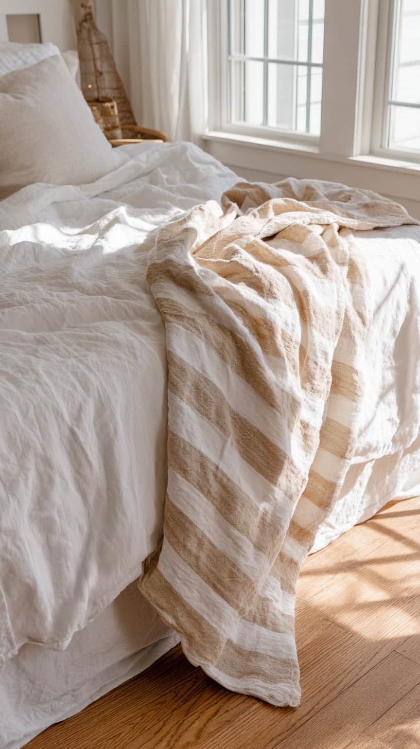 Beige Striped Blanket - Image 2