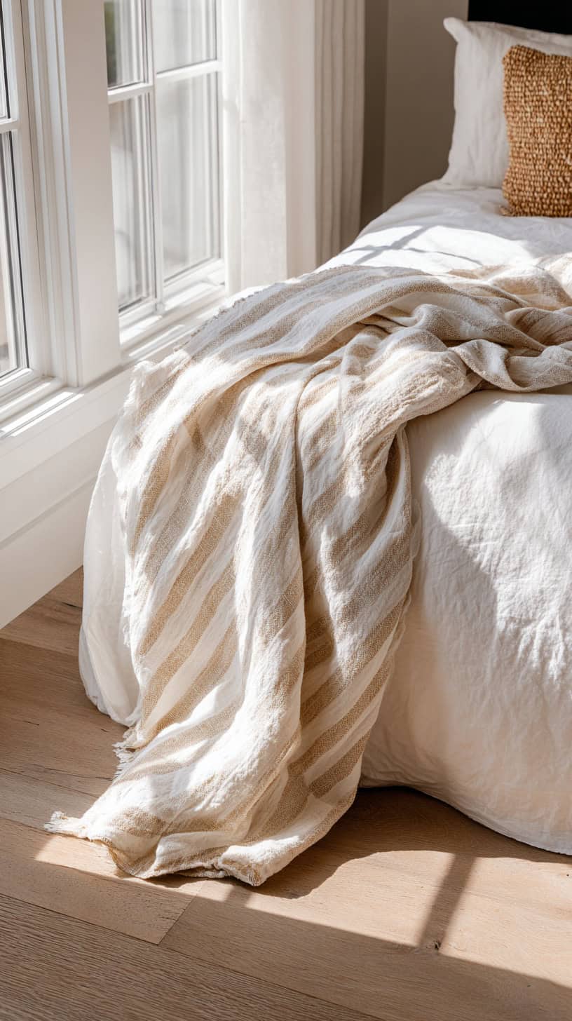 Beige Striped Blanket - Image 1