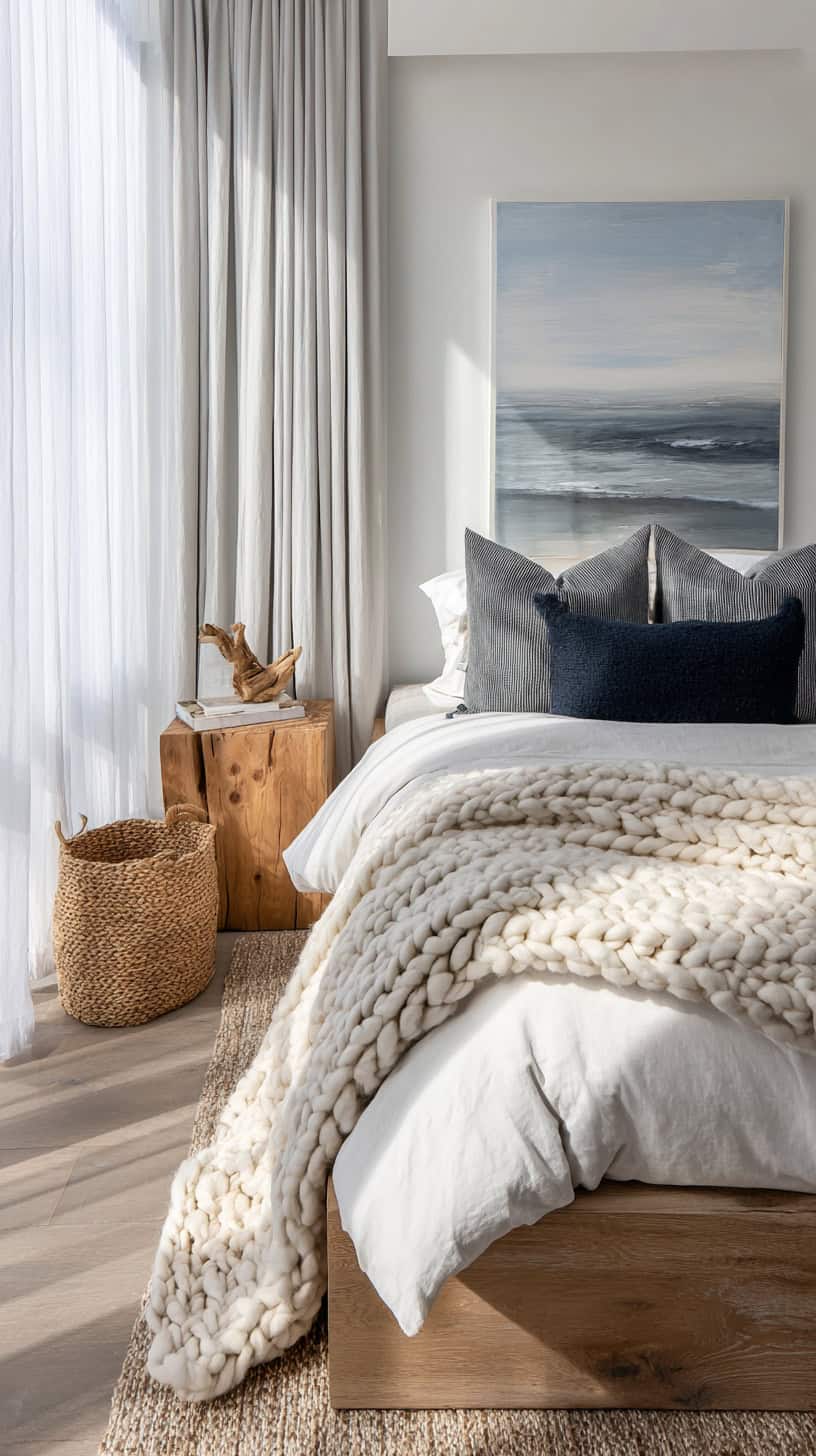 Coastal Chic Bedroom with Modern Twists - Image 1