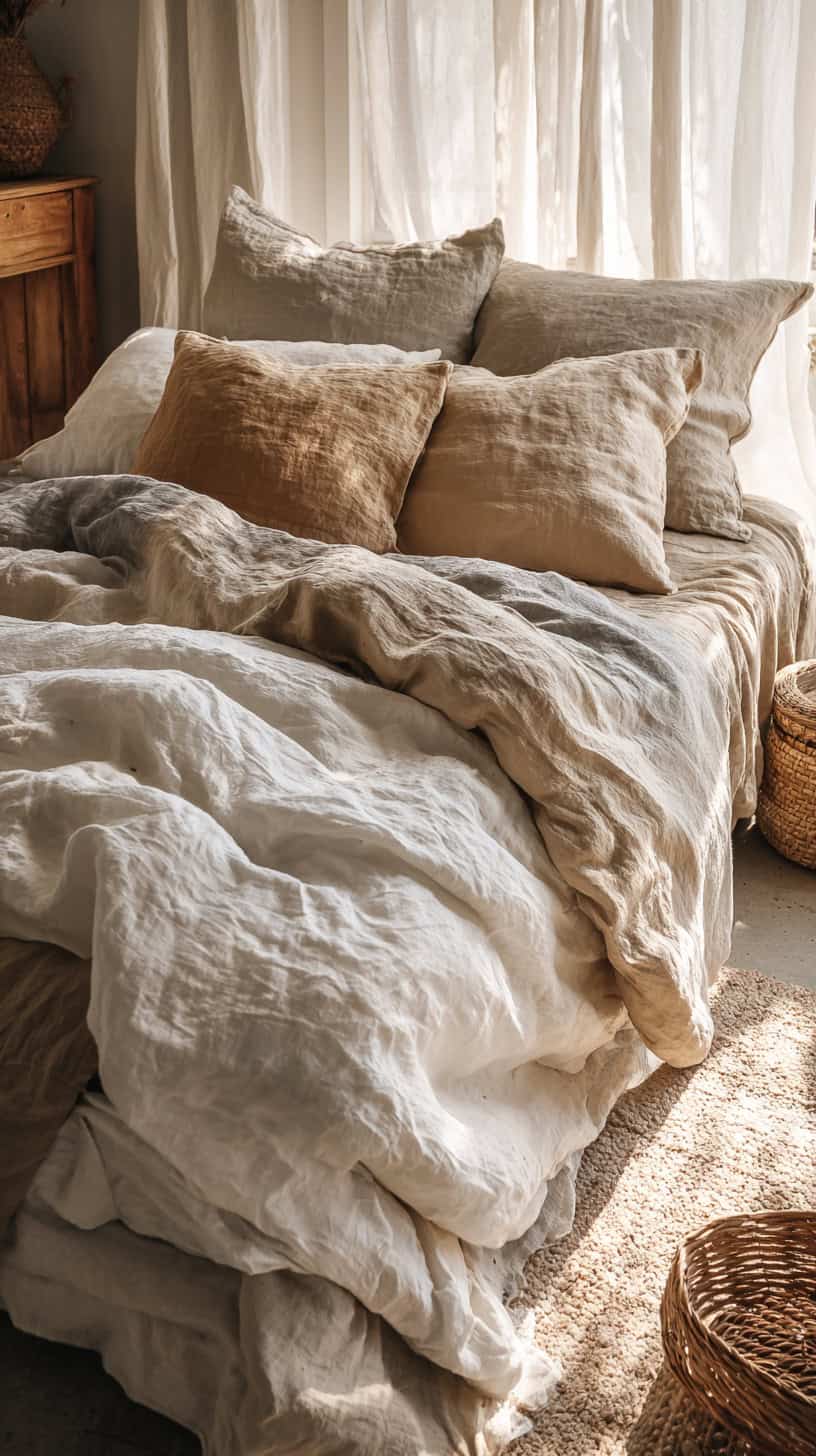 Layered Neutral Linen Bedding - Image 2
