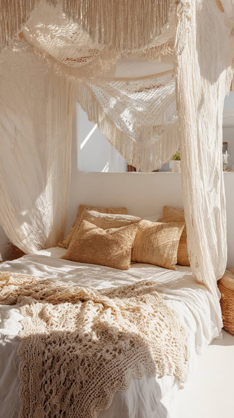 Macramé Knit Bed Cover - Image 1