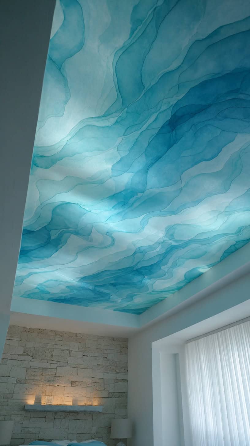 Patterned Blue Ceiling - Image 2