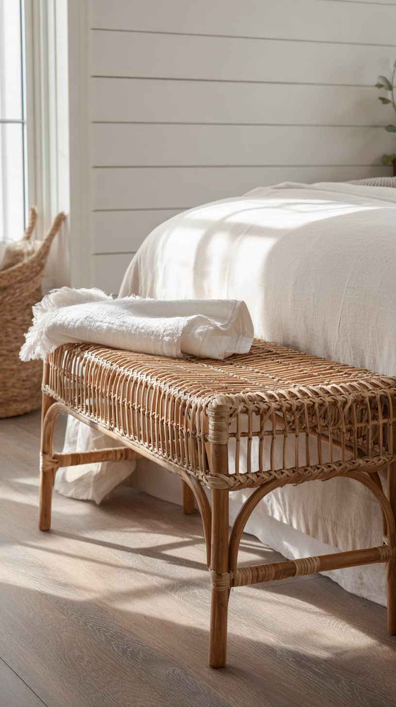 Rattan Woven Bench - Image 1
