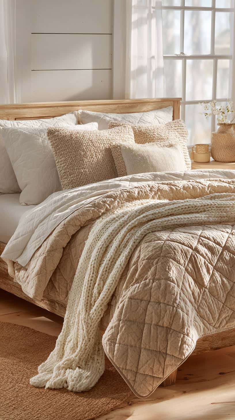 Sandy Beige Quilted Bed - Image 2