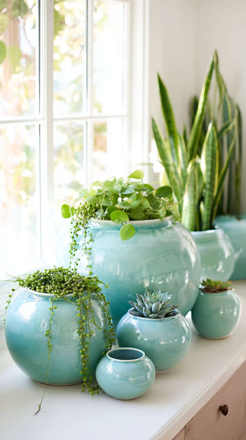Seafoam Ceramic Planter - Image 2