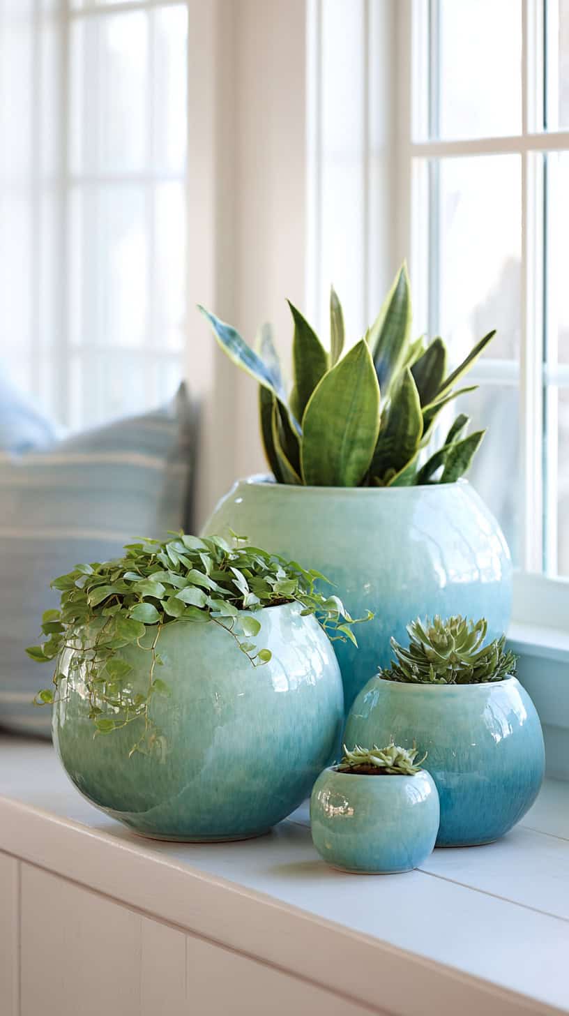 Seafoam Ceramic Planter - Image 1