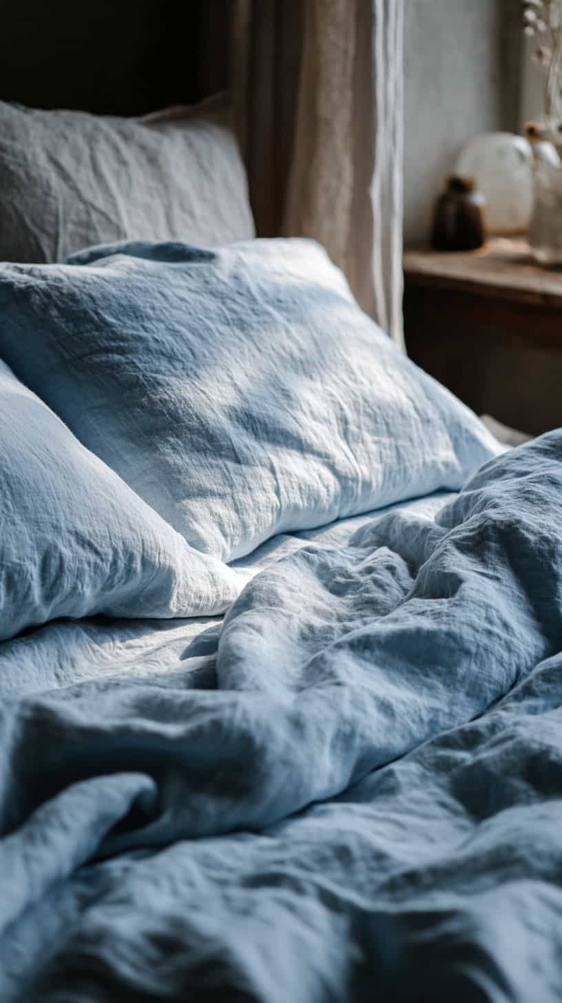 Soft Blue Linen Sheets - Image 2