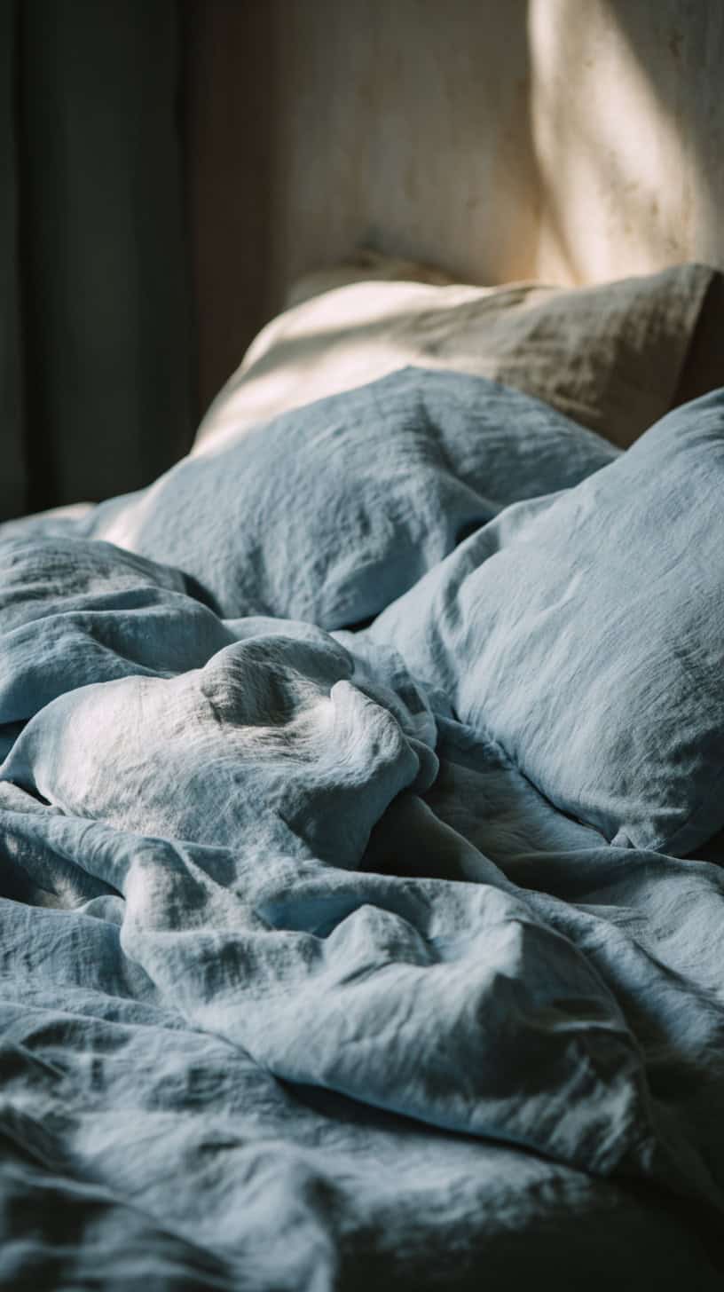 Soft Blue Linen Sheets - Image 1