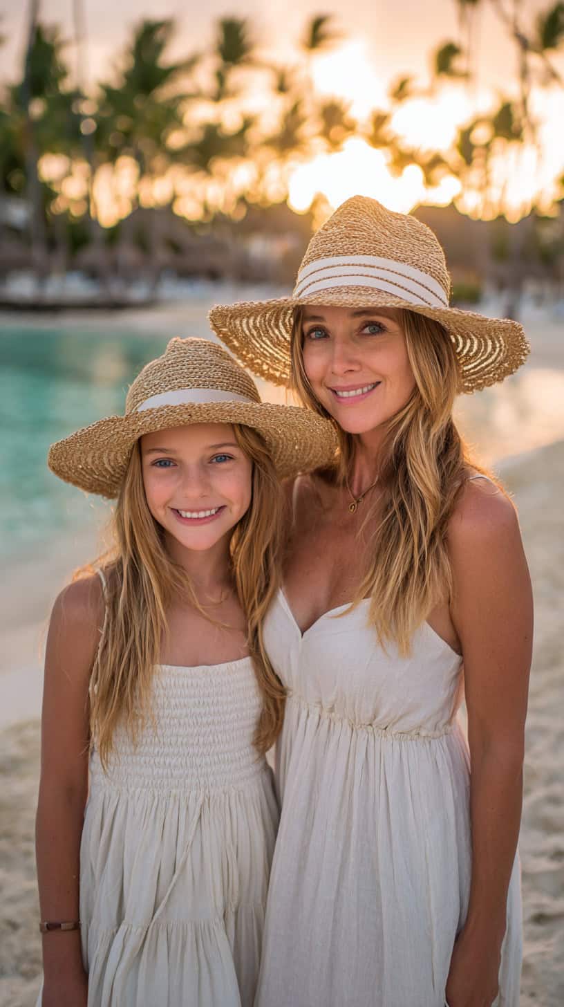 Summer Beach Straw Hat Pair - Image 2