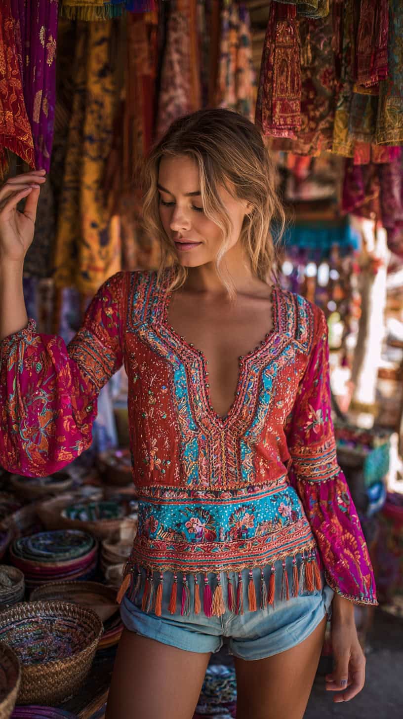 Boho Embroidered Blouse - Image 1