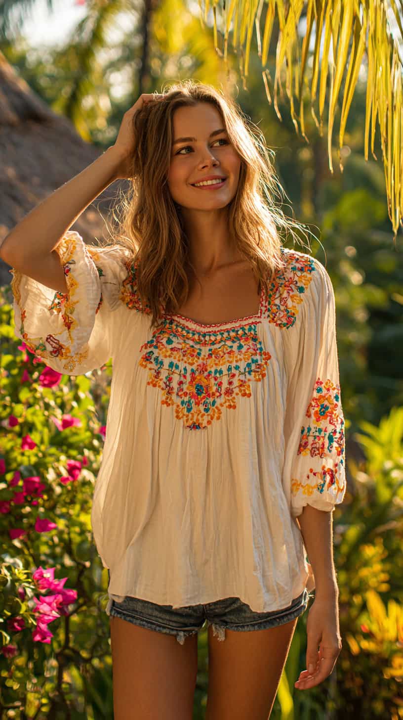 Embroidered Peasant Top - Image 2