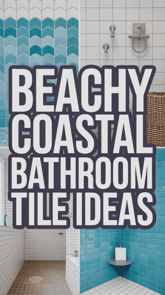 Stylish bathroom with blue and white tiles, featuring a showerhead and a wicker basket.