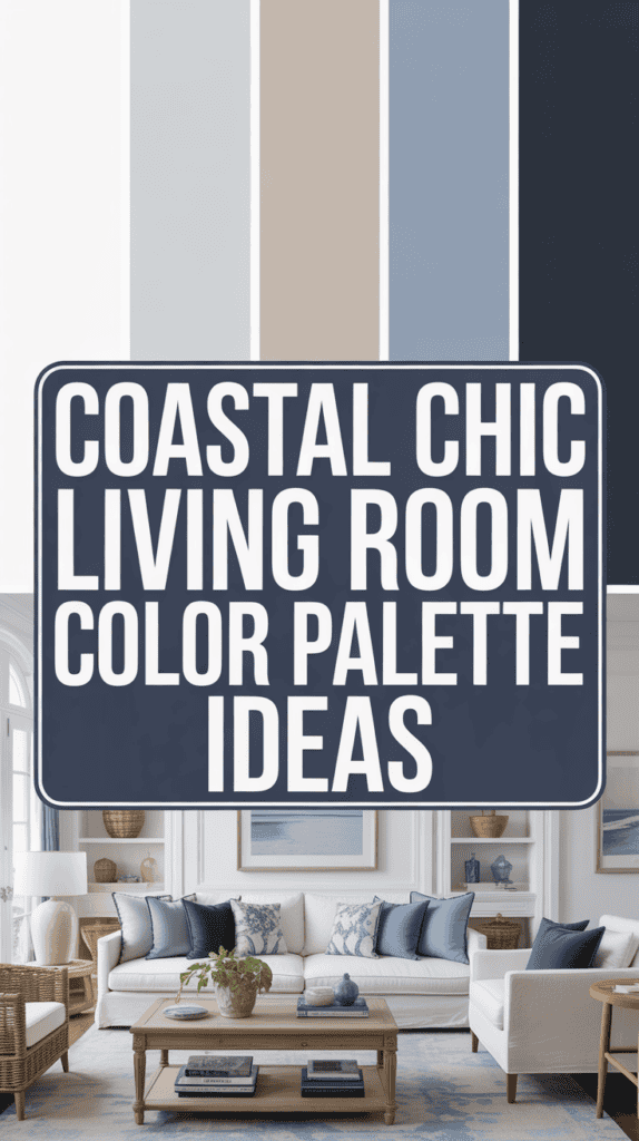 Coastal living room with neutral and blue color palette and a focus on relaxed, chic decor elements.