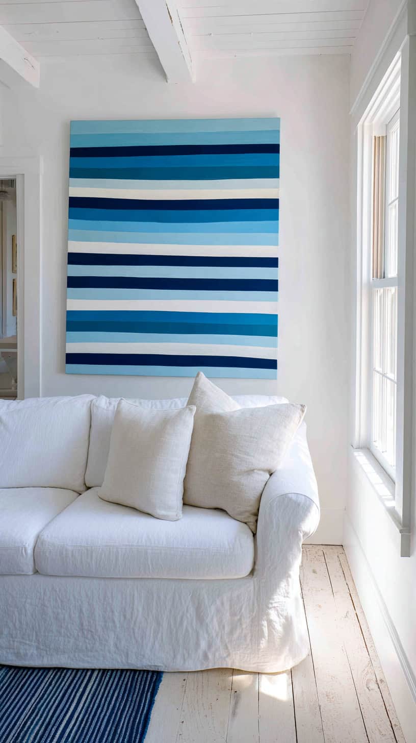 Blue Stripe Wall Art - Image 2