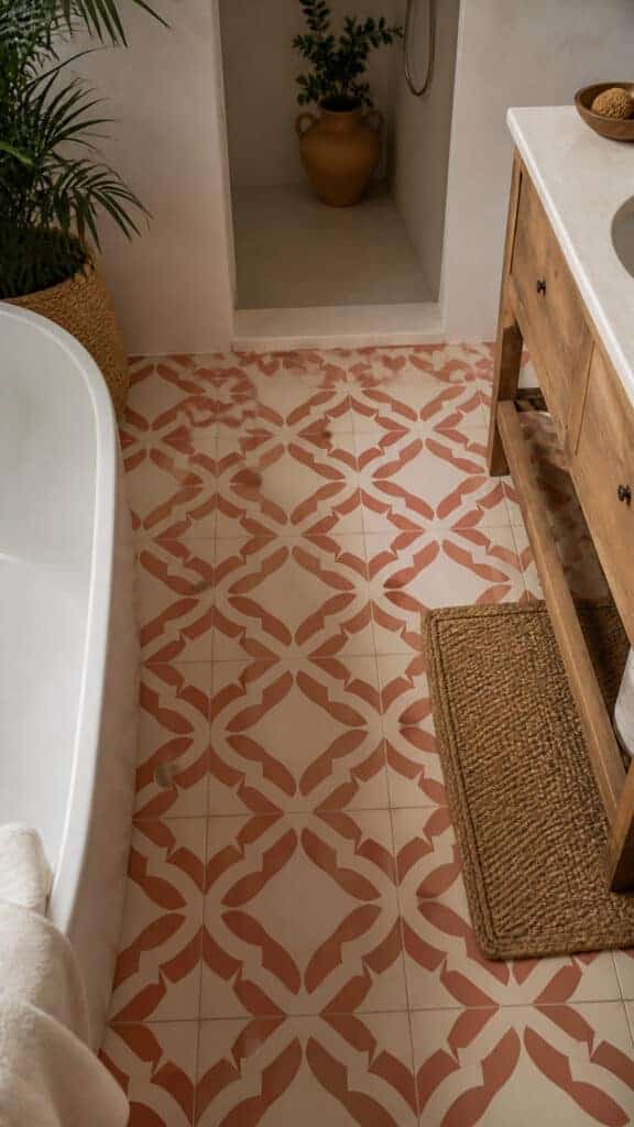 Coral and Cream Patterned Tiles