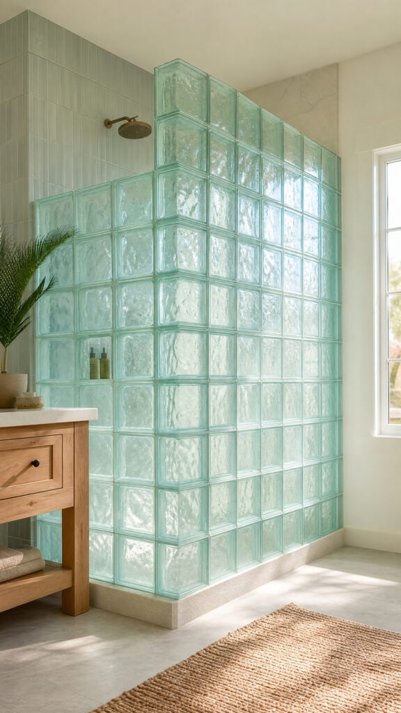 Frosted Sea Green Glass Blocks