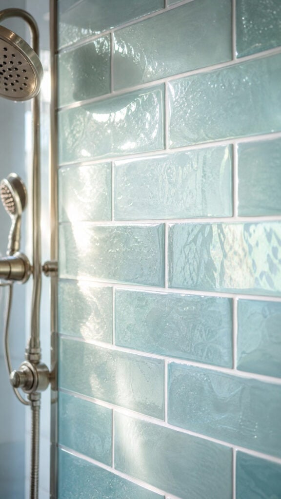 Soft Aqua Glass Subway Tiles