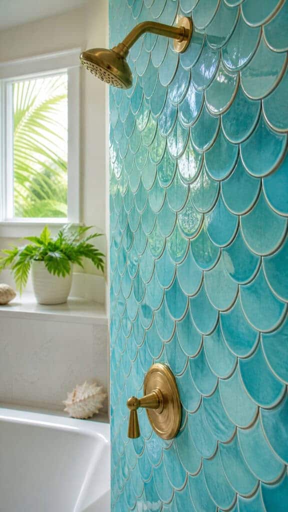 Turquoise Moroccan Fish Scale Tiles