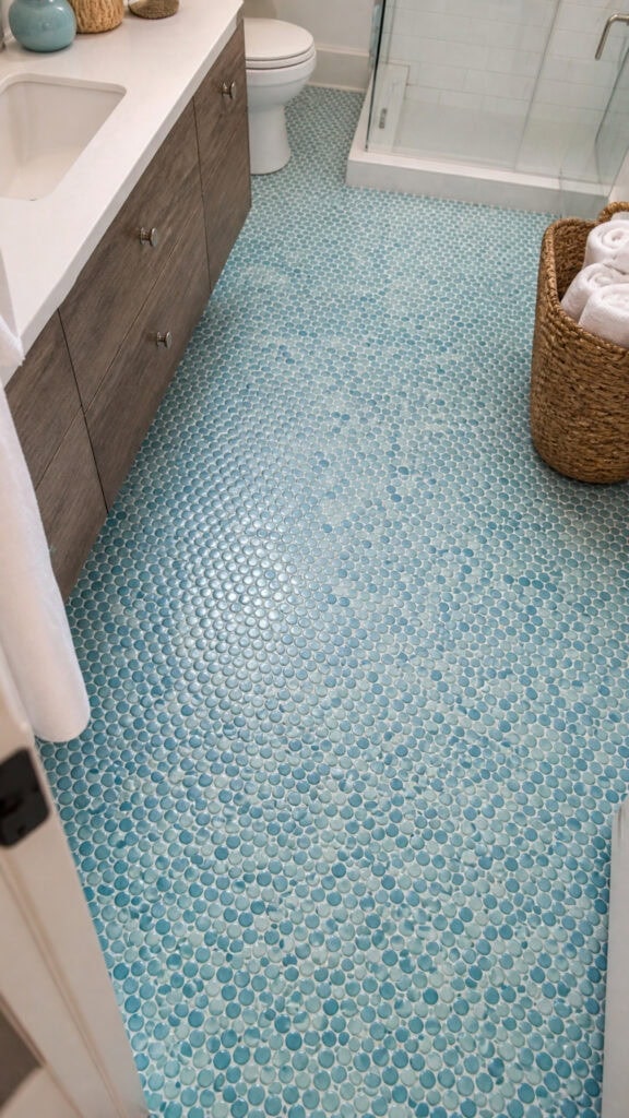 Aqua Blue Mosaic Floor Tiles