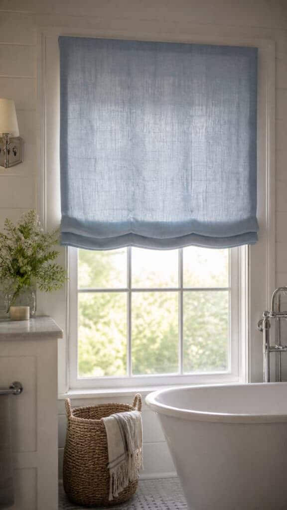 Soft Blue Linen Window Treatments