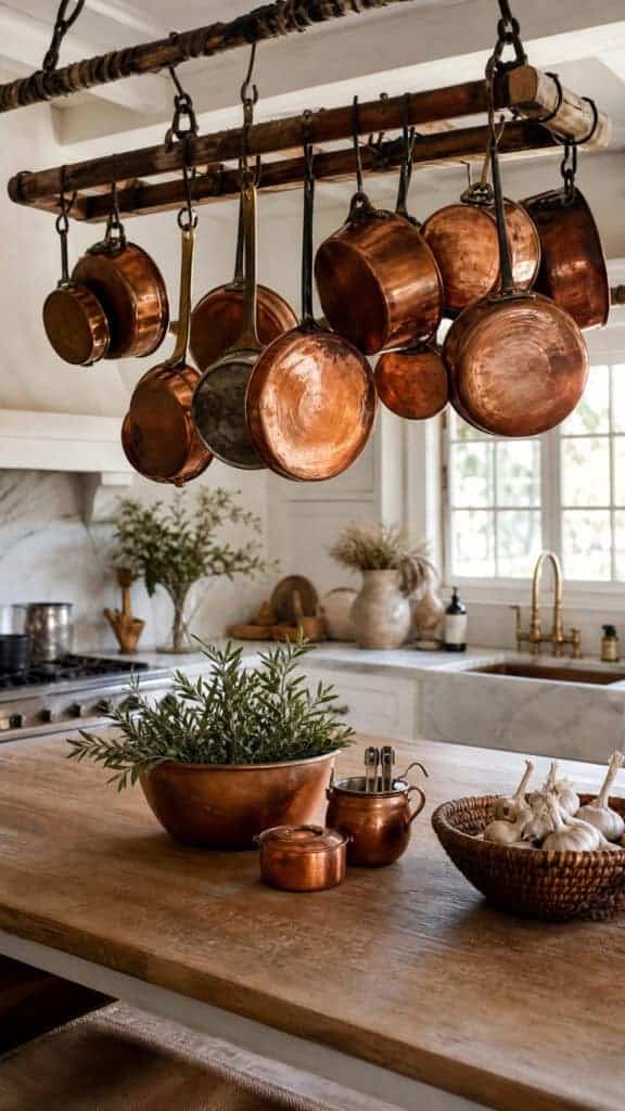 Hanging Copper Pots and Pans