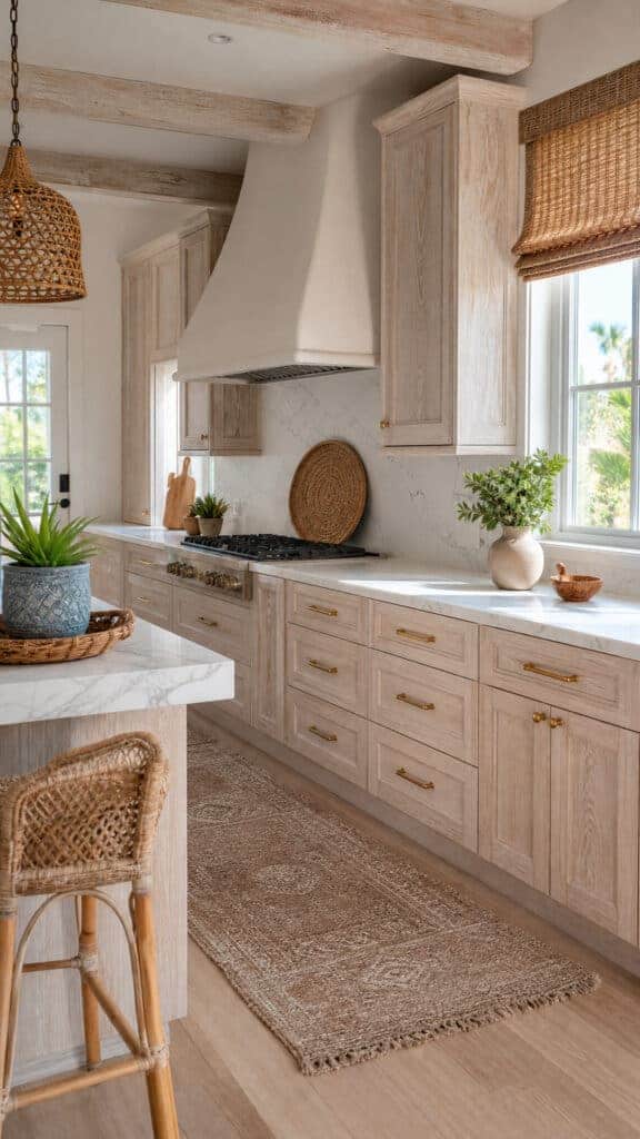 Whitewashed or Natural Wood Cabinets