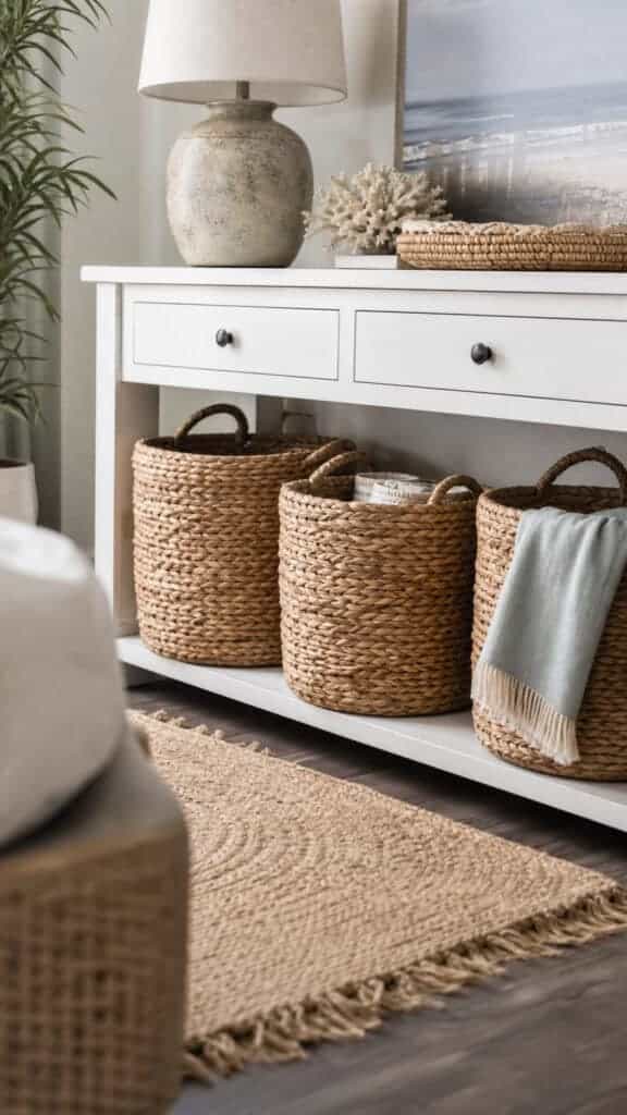 Incorporate Woven Baskets for Storage
