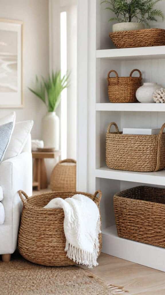Incorporate Woven Baskets for Storage