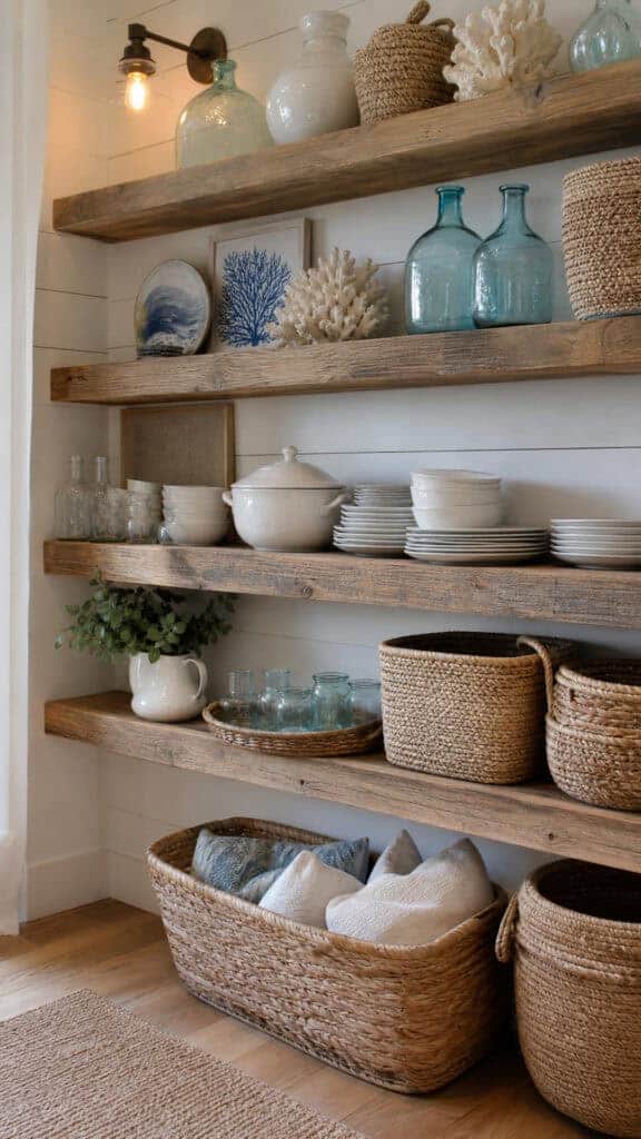 Open Shelving with Beachy Displays