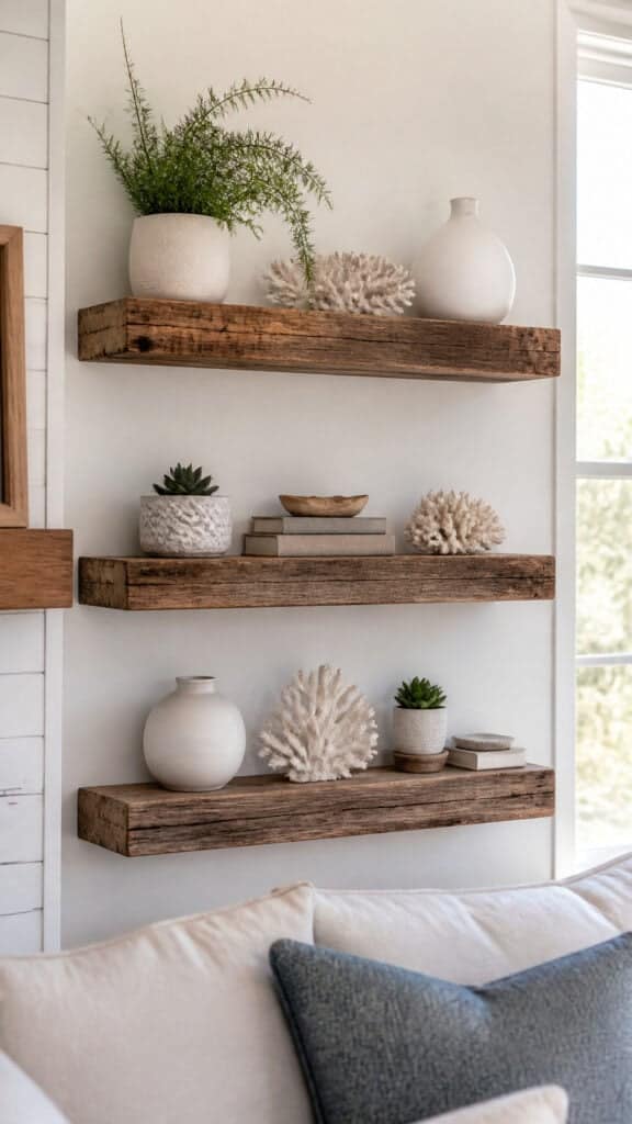 Reclaimed Wood Floating Shelves
