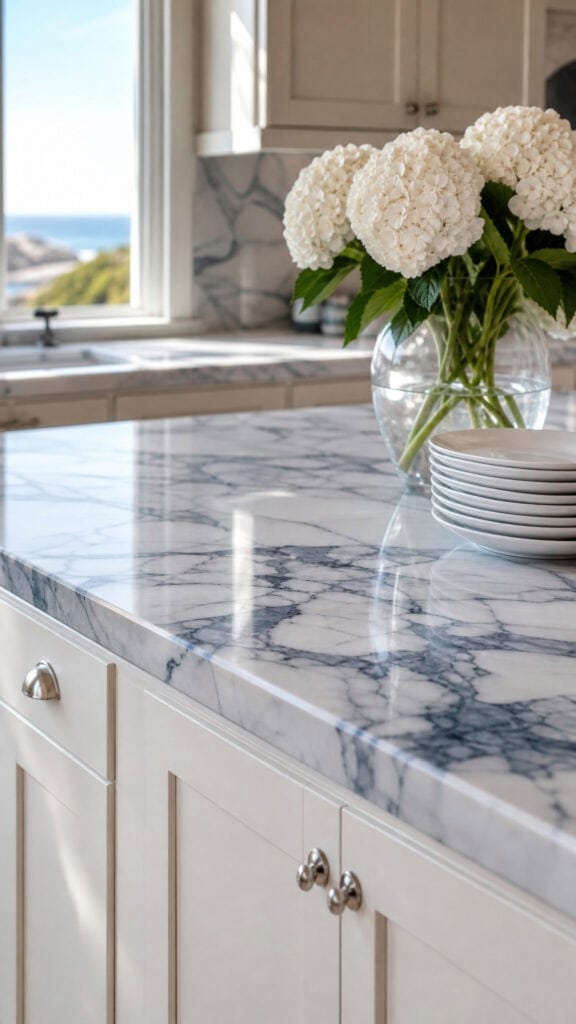Marble Countertops with Blue Veining