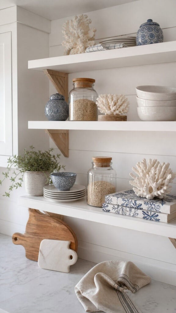 Open Shelving with Beach Finds