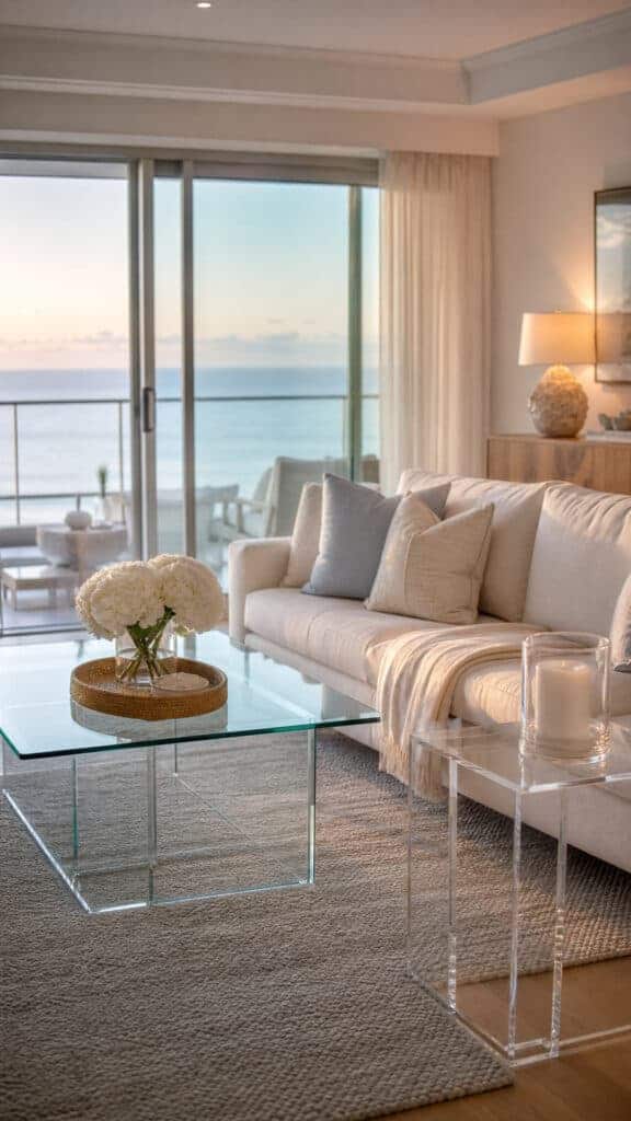 Incorporate Glass and Lucite for Airy Transparency