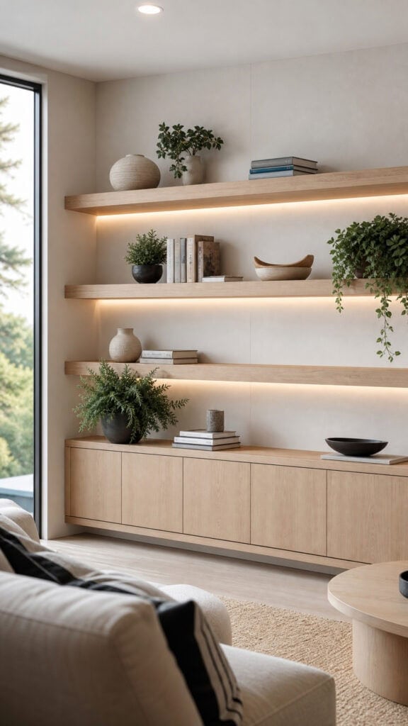 Install Floating Shelves for Airy Storage Solutions