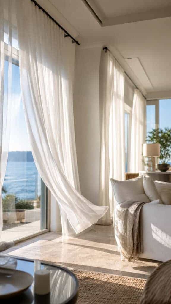 Install Sheer White Curtains for Soft, Filtered Light