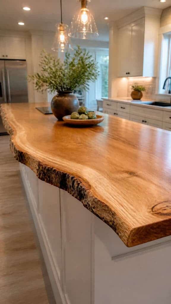 Organic Edge Wood Countertop Islands