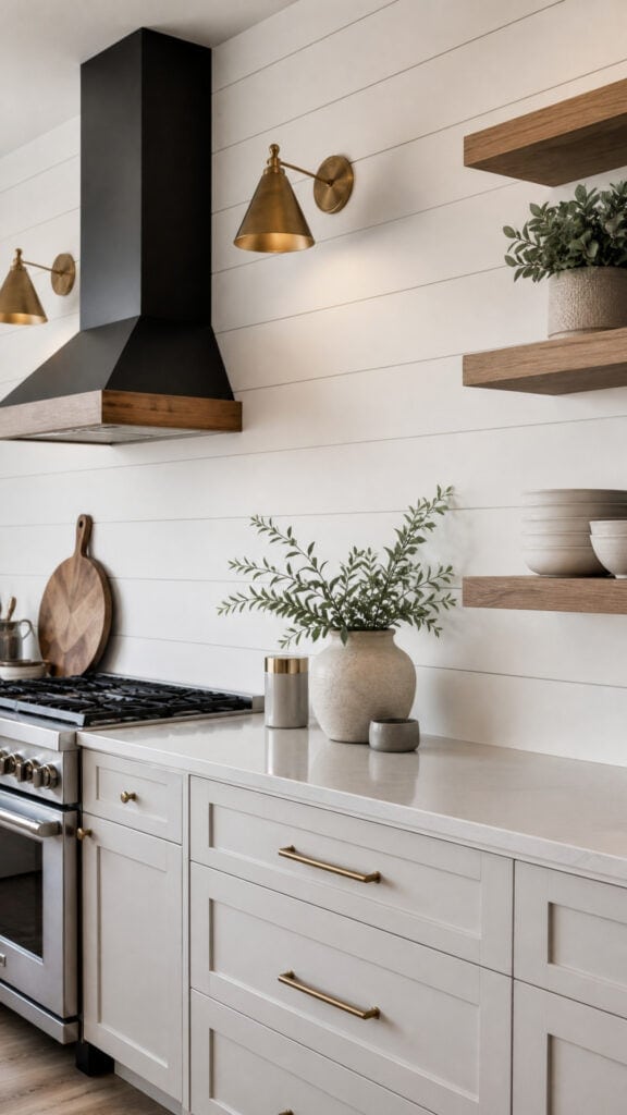 Shiplap Accent Walls in Soft Whites
